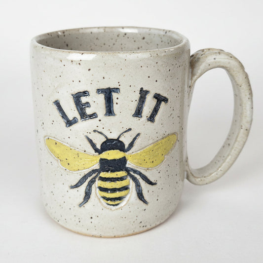 Let It Bee Pattern White Stoneware 12oz Mug