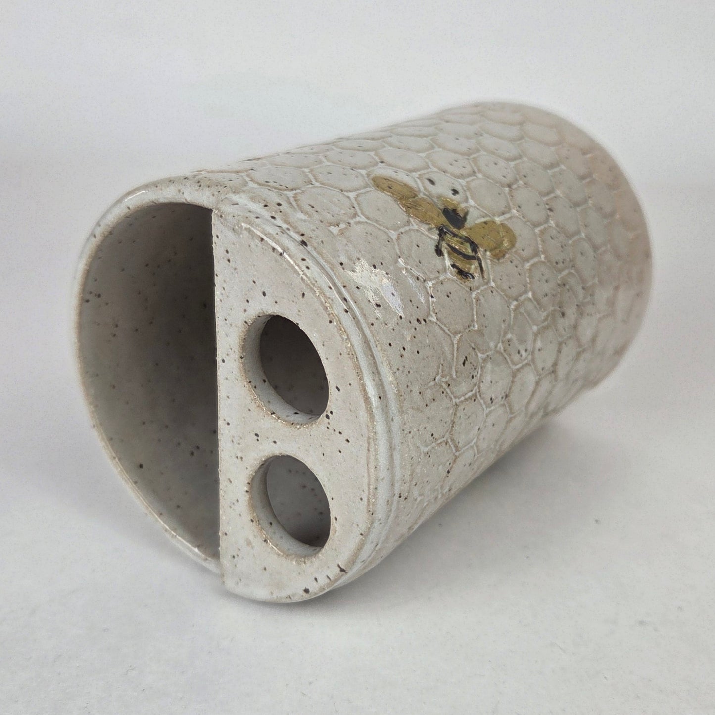 Bee Pattern Handmade Stoneware Toothbrush Holder
