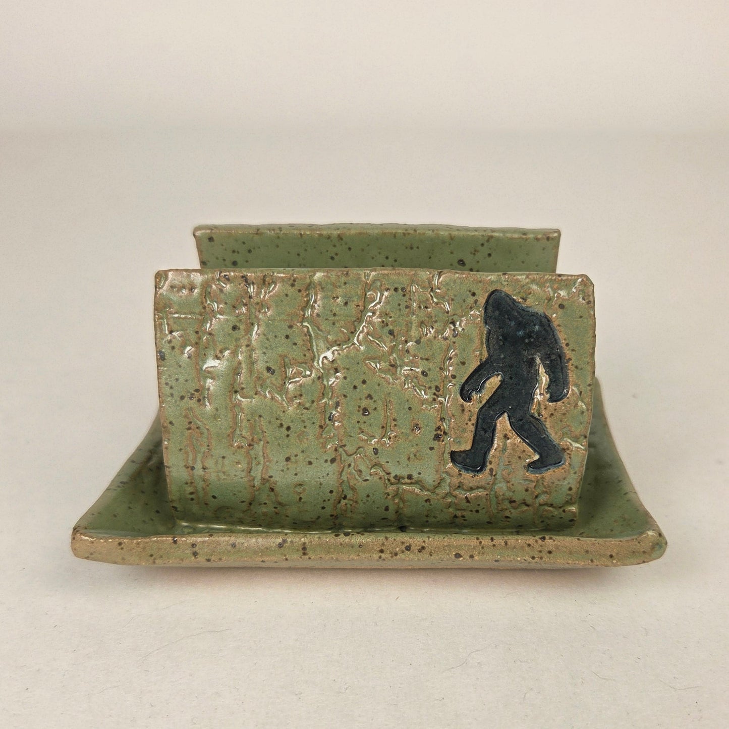 Sasquatch/Bigfoot Green Stoneware Sponge Holder