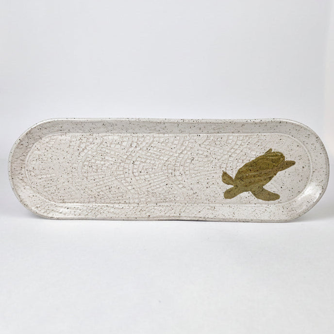 Sea Turtle on White Stoneware 12" Platter