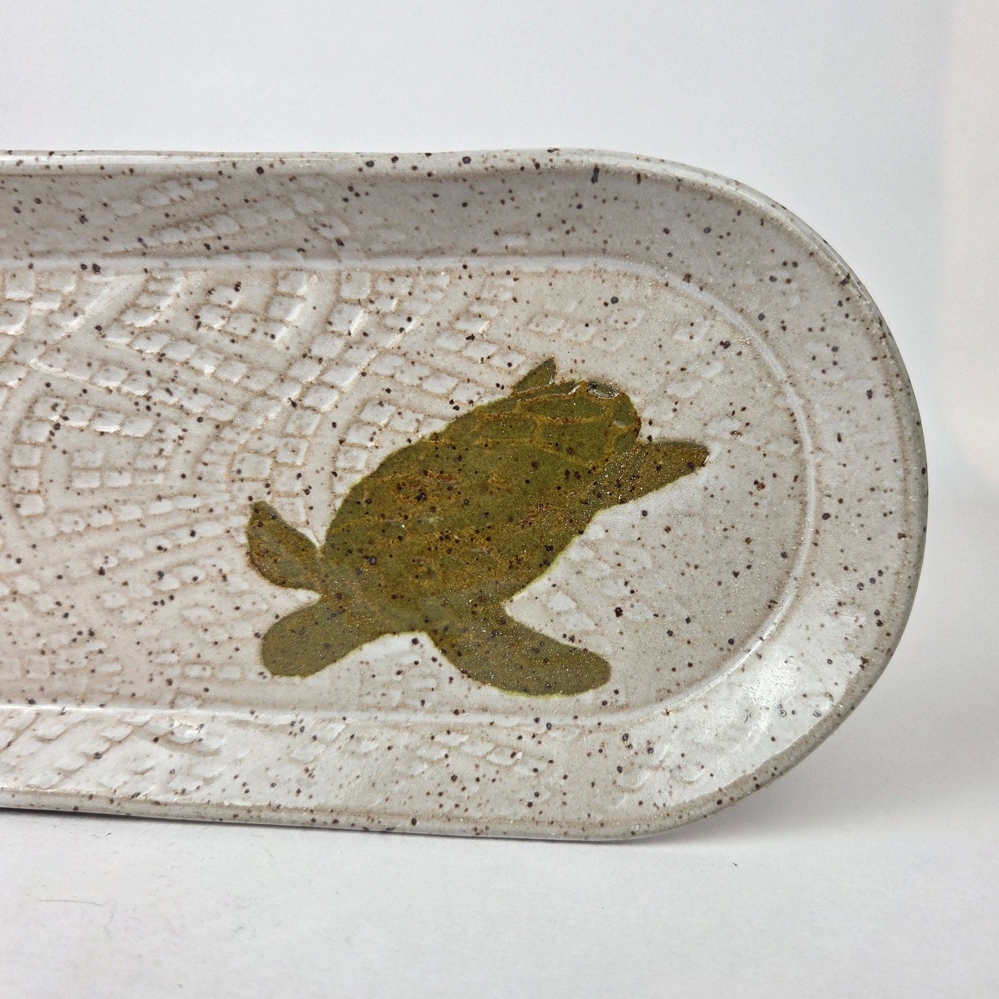 Sea Turtle on White Stoneware 12" Platter