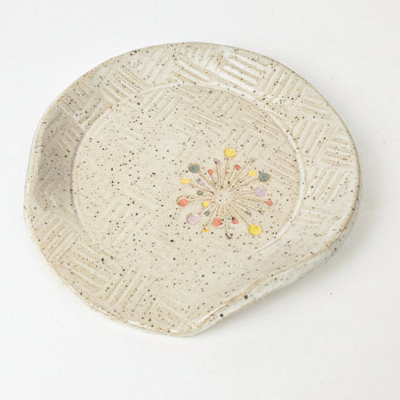 Art Deco Sunburst on White Stoneware Spoon Rest