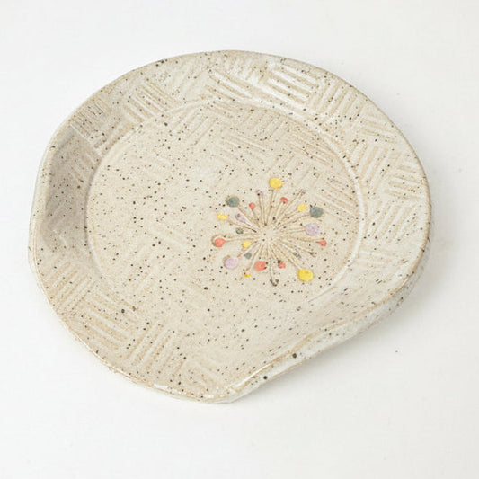 Art Deco Sunburst on White Stoneware Spoon Rest