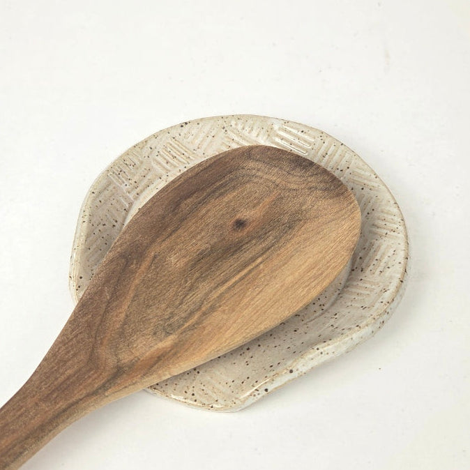 Art Deco Sunburst on White Stoneware Spoon Rest