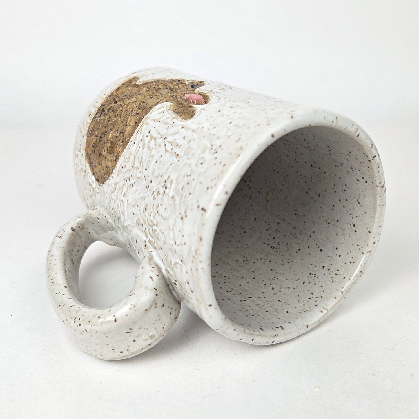 Brown Rabbit on White 14oz Stoneware Handmade Mug