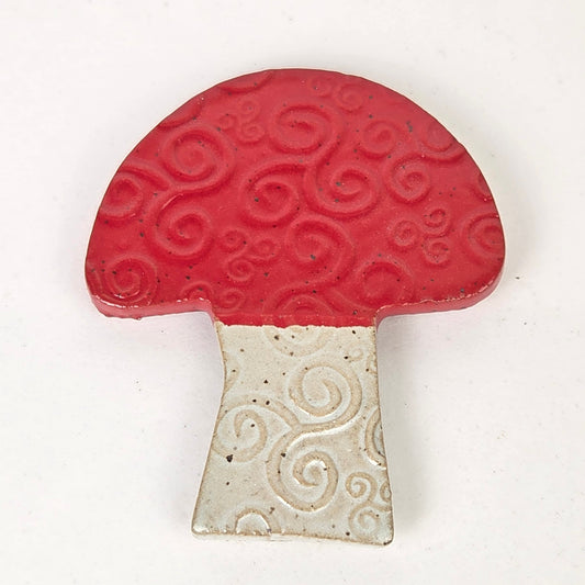 Mushroom Shaped Handmade in Ohio Stoneware Ceramic Magnet