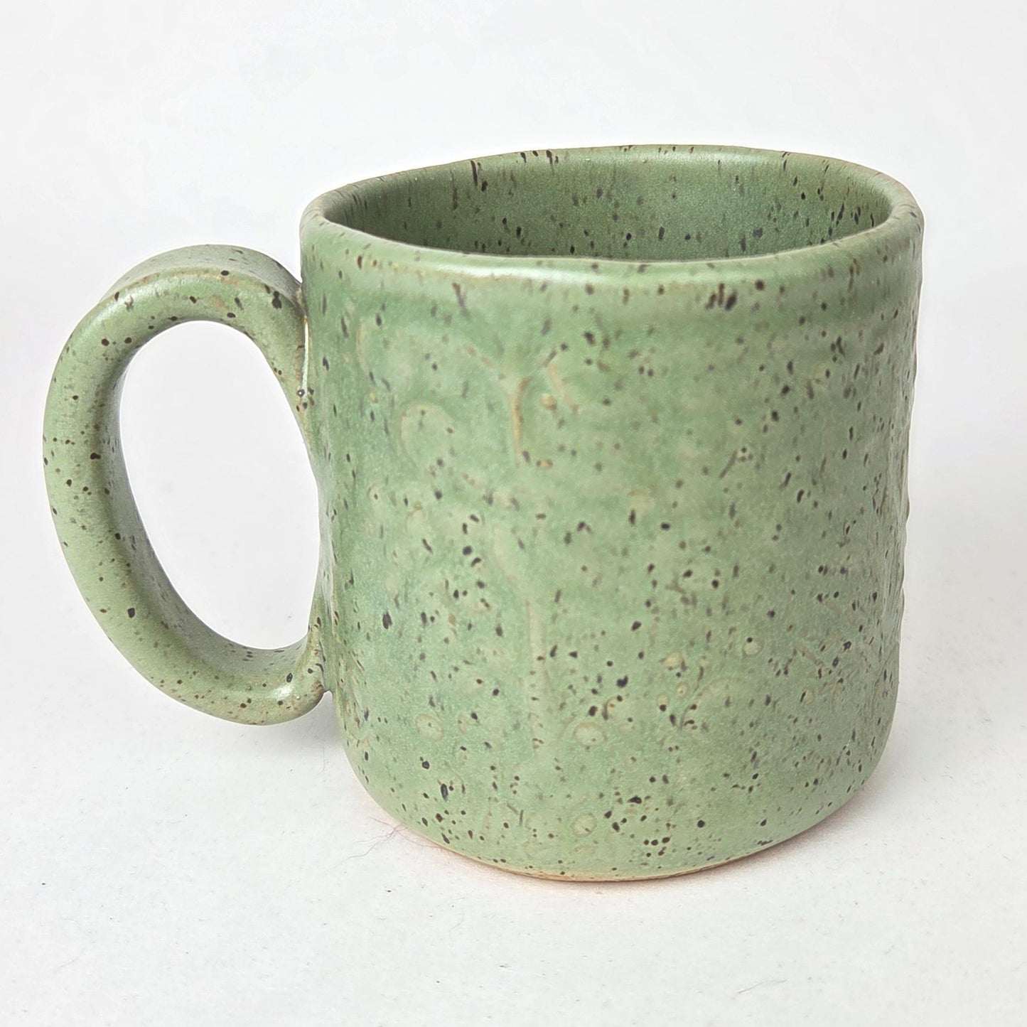White Rabbit on Green 10oz Stoneware Handmade Mug