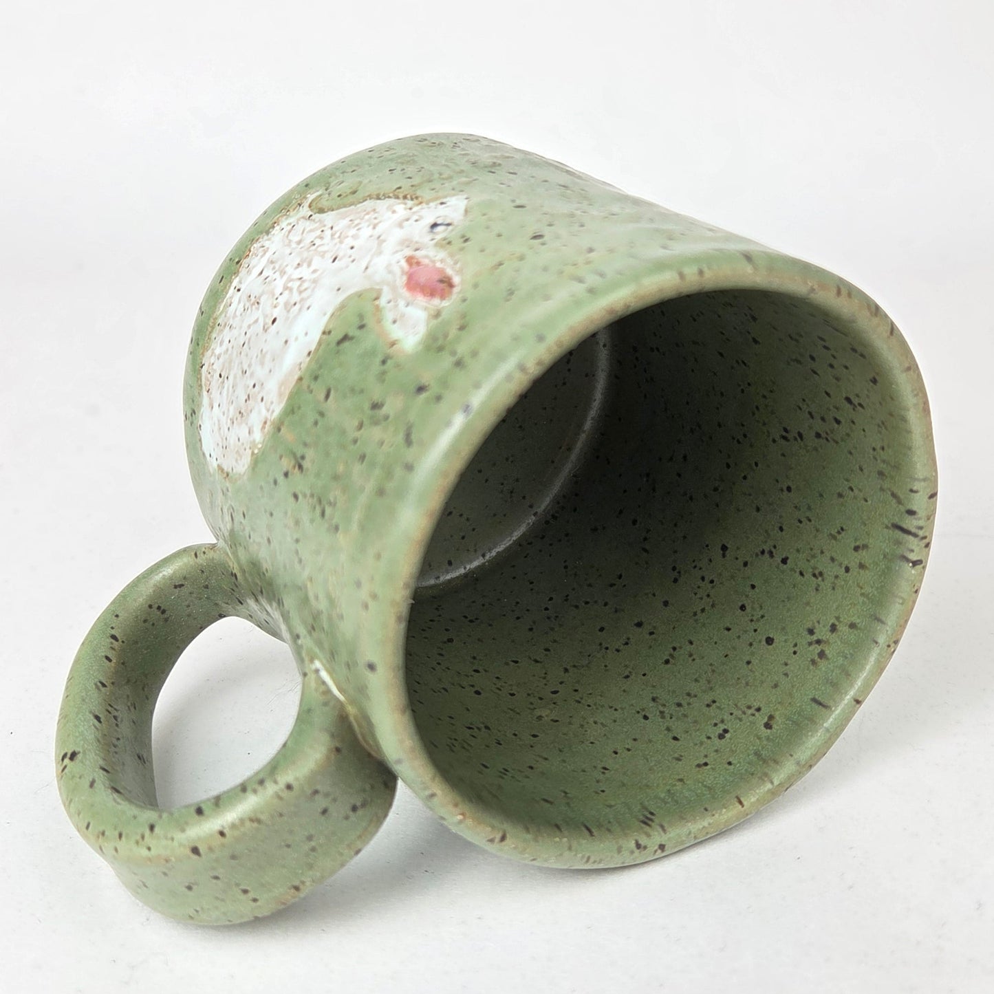 White Rabbit on Green 10oz Stoneware Handmade Mug