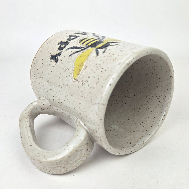 Bee Happy Pattern White Stoneware 12oz Mug