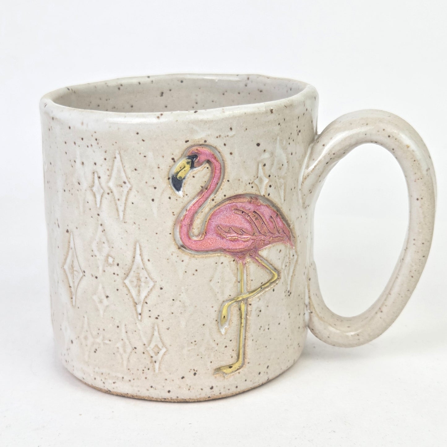 Flamingo on White Retro Design Stoneware 10 oz Mug