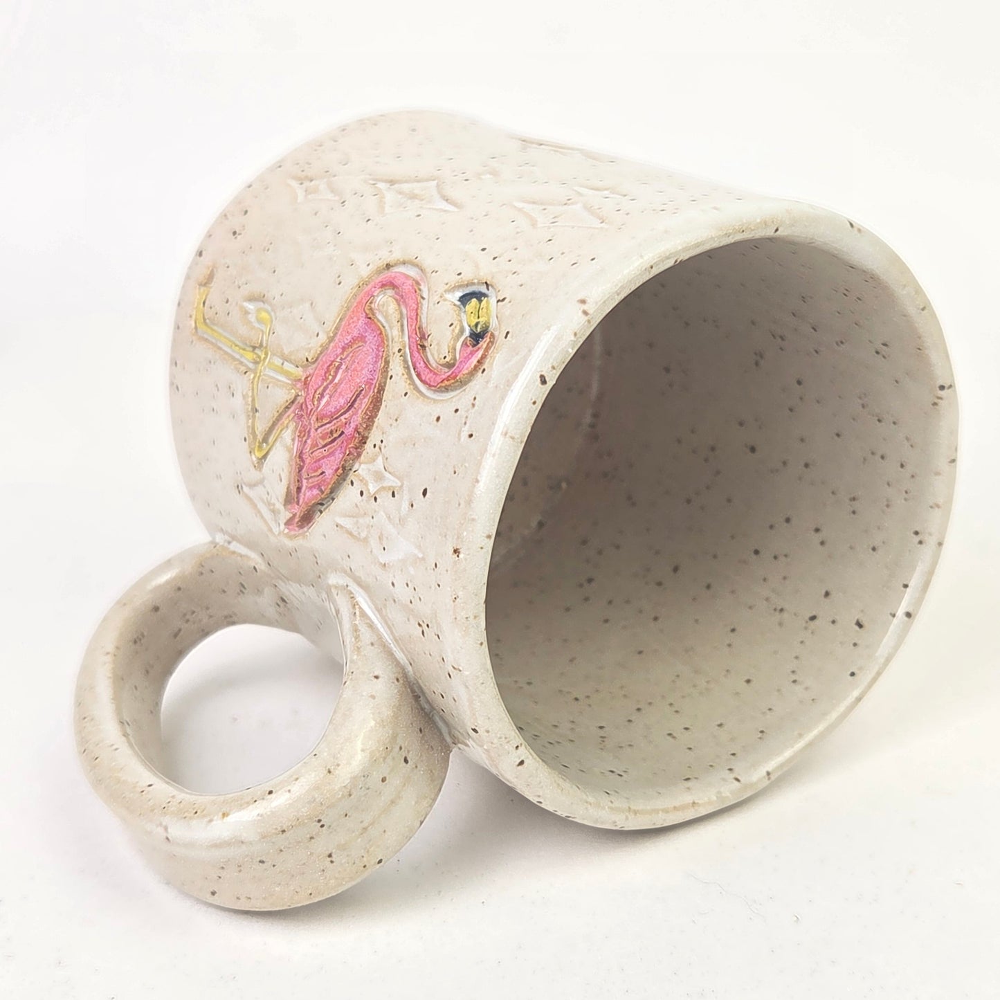 Flamingo on White Retro Design Stoneware 10 oz Mug