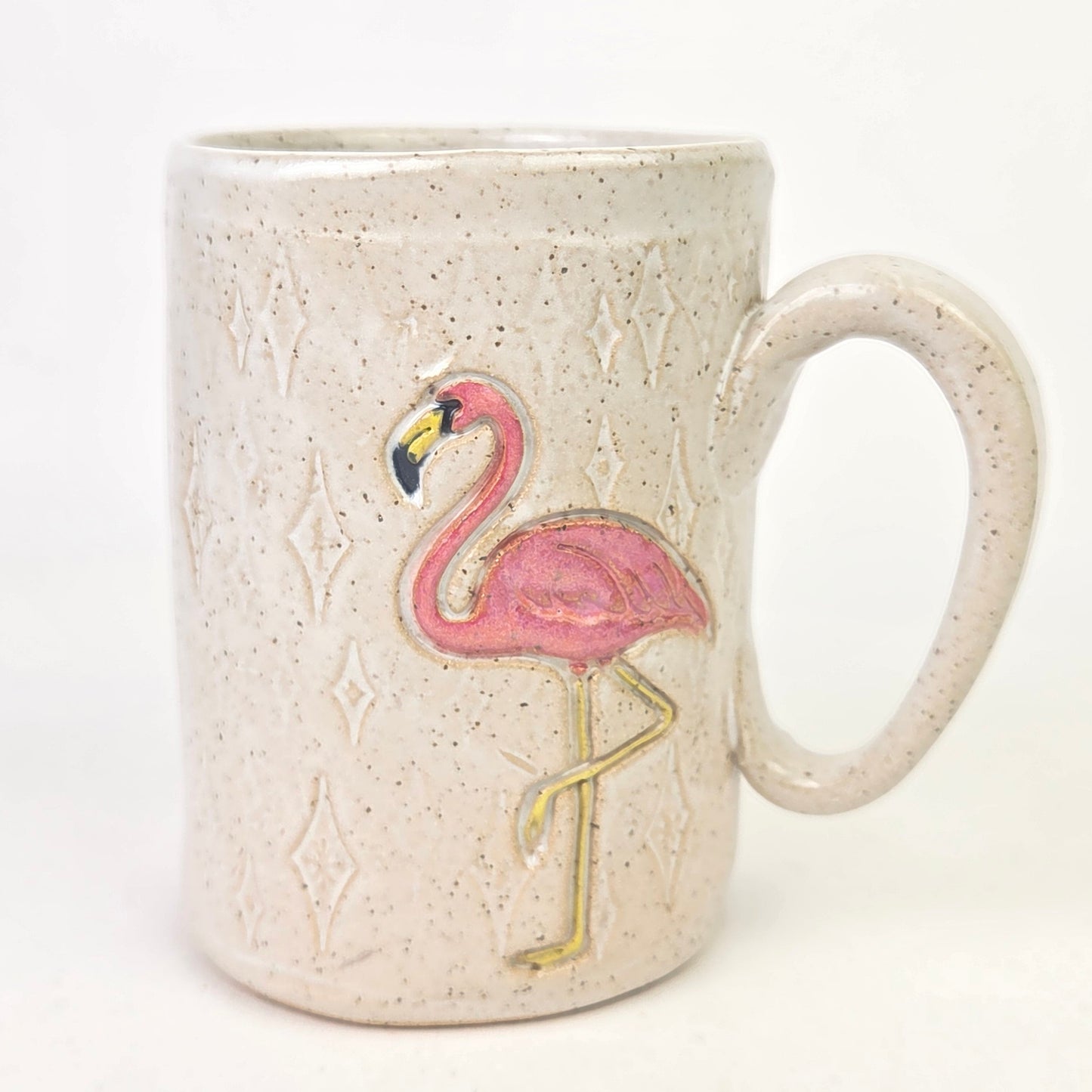 Flamingo on White Retro Design Stoneware 14 oz Mug