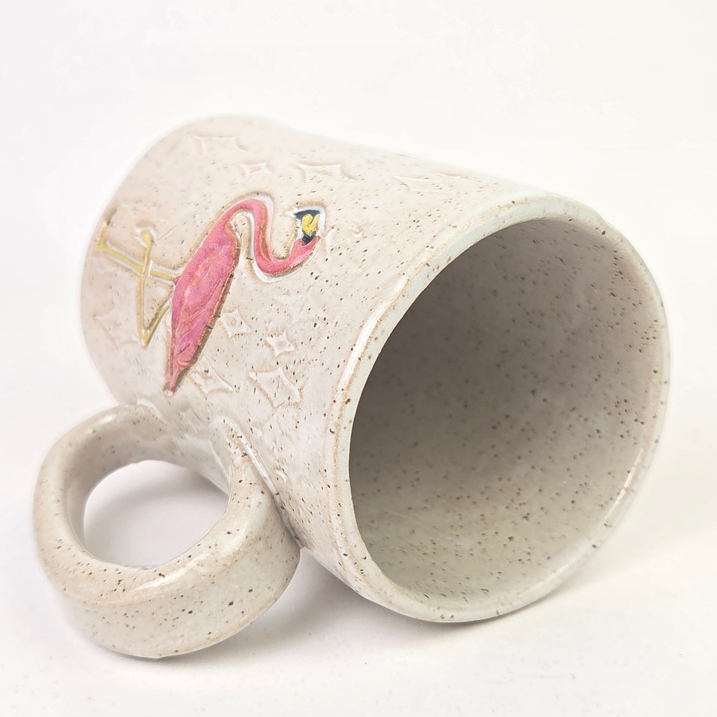 Flamingo on White Retro Design Stoneware 14 oz Mug