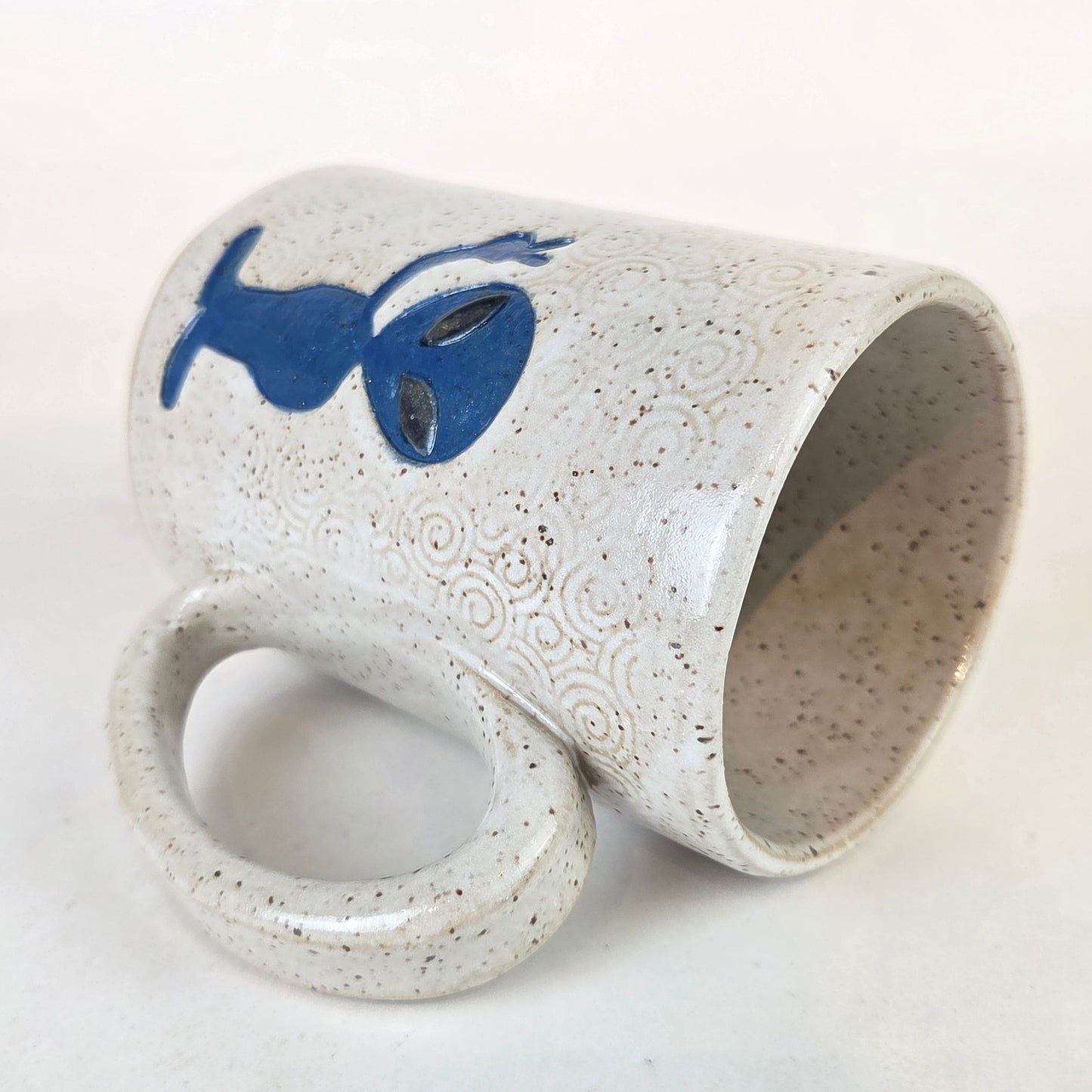 Blue Alien on White 14oz Stoneware Mug