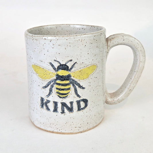 Bee Kind on White Stoneware 14oz Mug