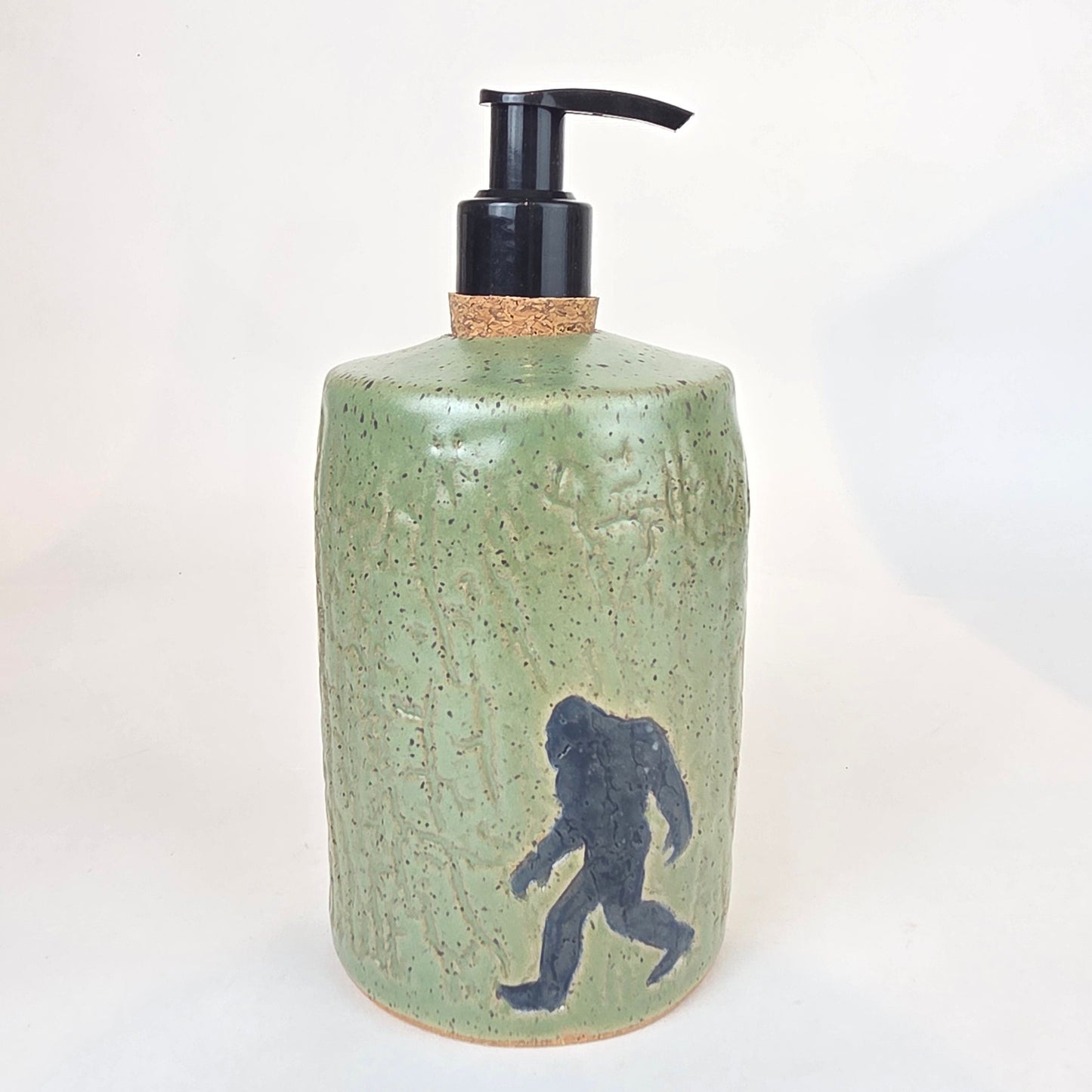 Sasquatch / Bigfoot Handmade Green Stoneware Soap/Lotion Dispenser