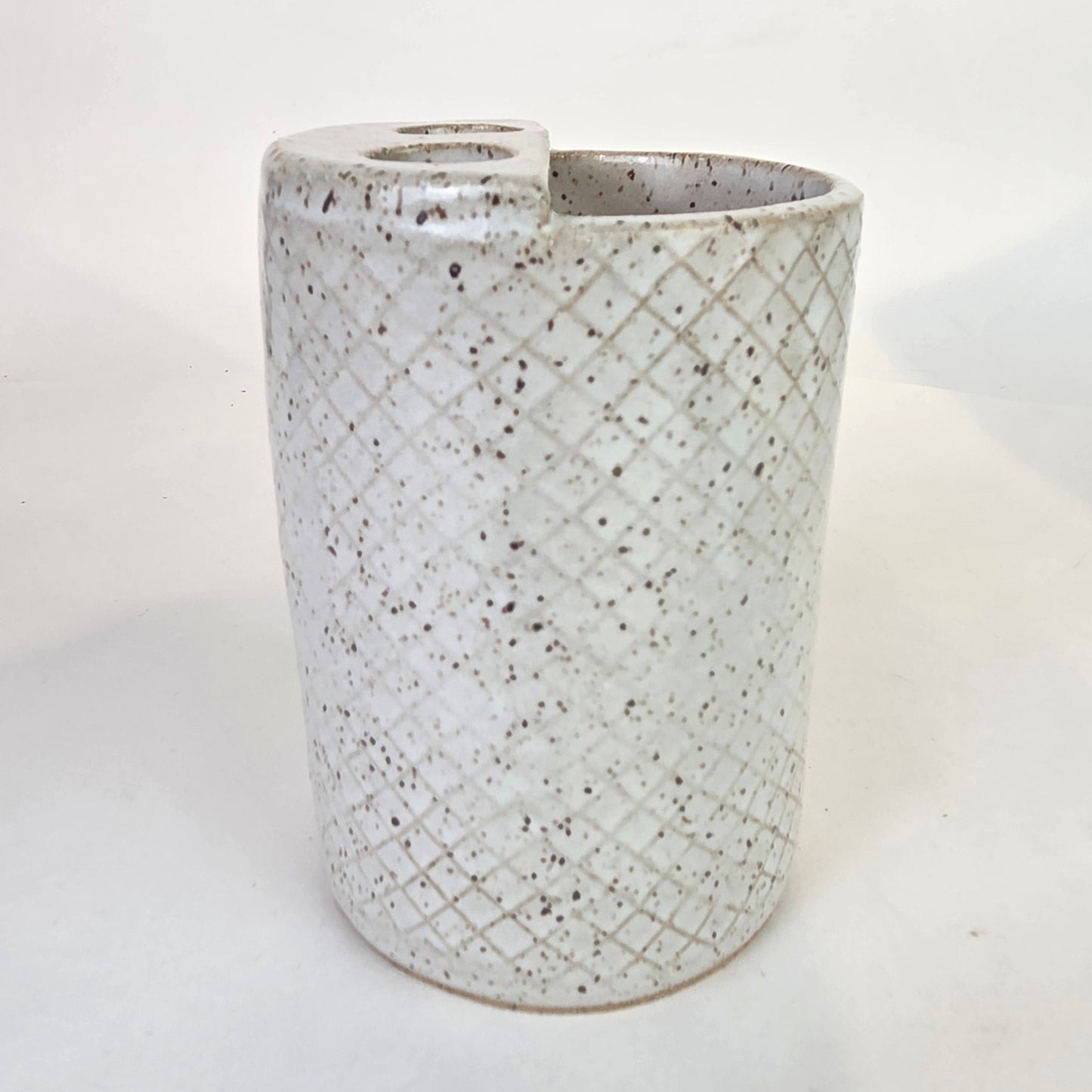 Tufted Titmouse on White Handmade Stoneware Toothbrush Holder