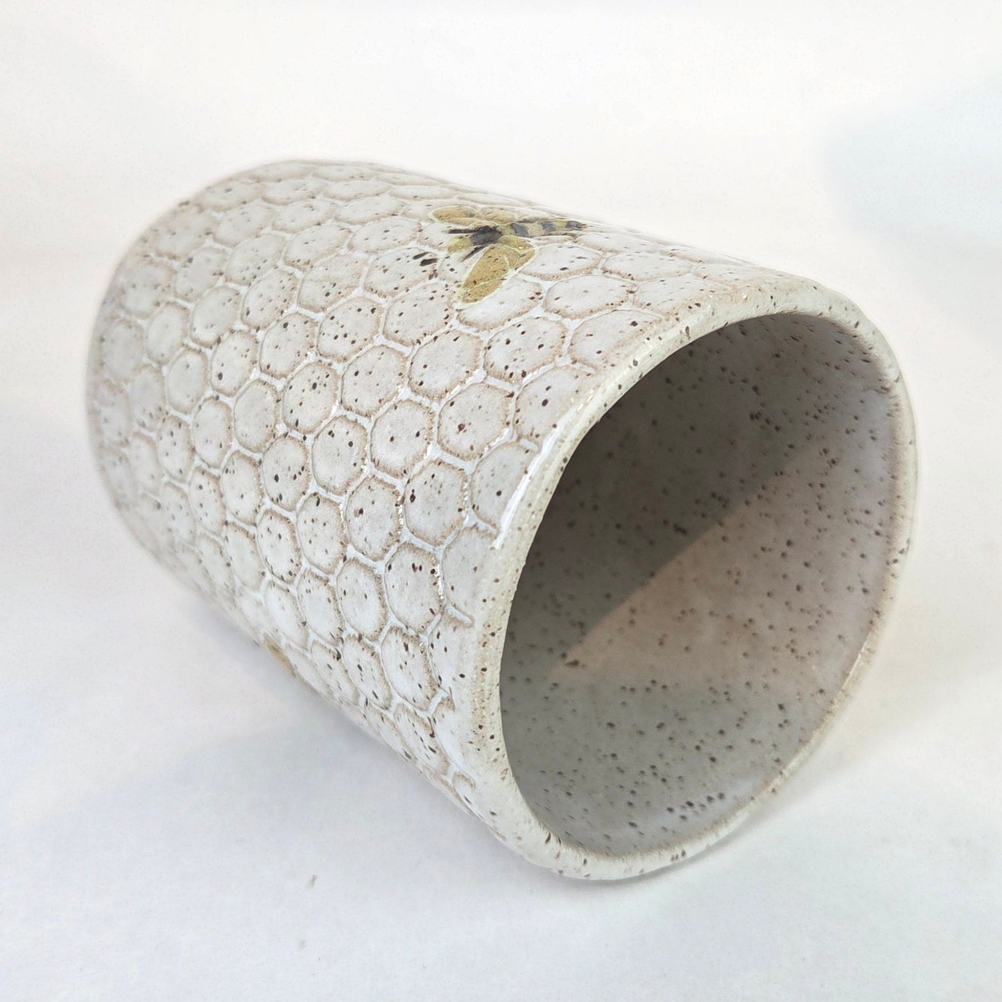 Bee Pattern White 14oz Stoneware Tumbler