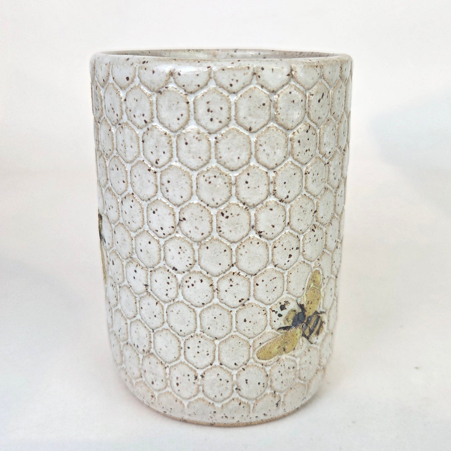 Bee Pattern White 14oz Stoneware Tumbler