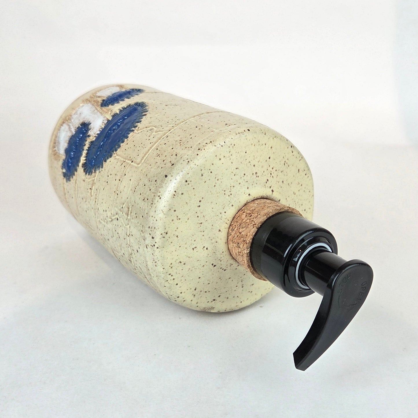 Blue Bonnet Mushroom Stoneware Soap/Lotion Dispenser