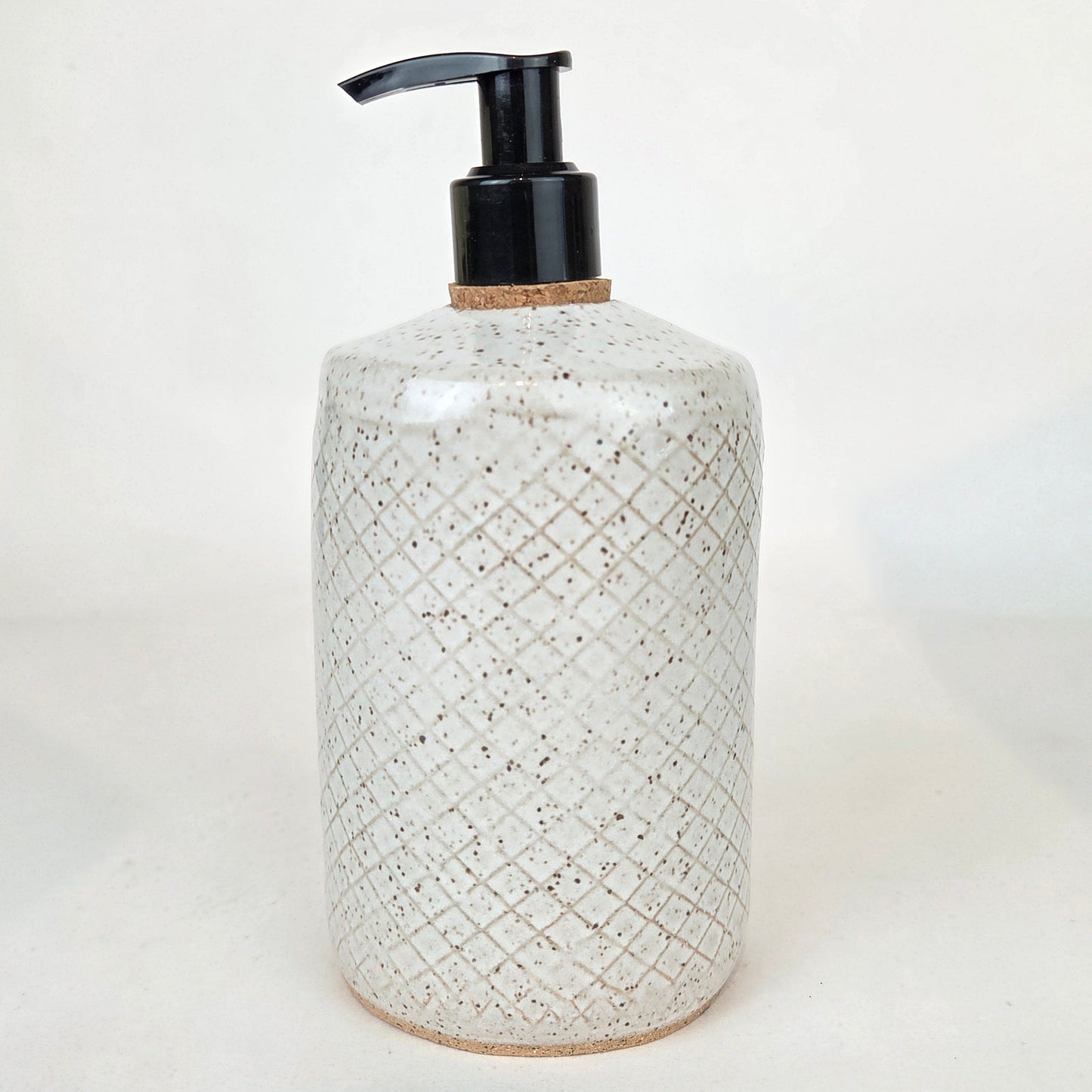 Cardinal on White Stoneware Soap/Lotion Dispenser