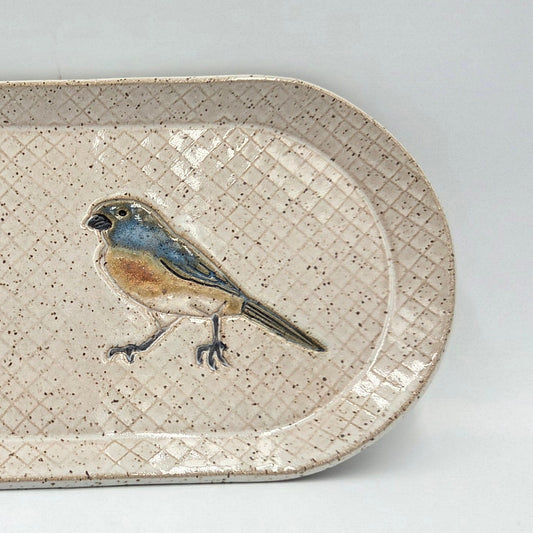 Blue Bird on White 10" Stoneware Platter