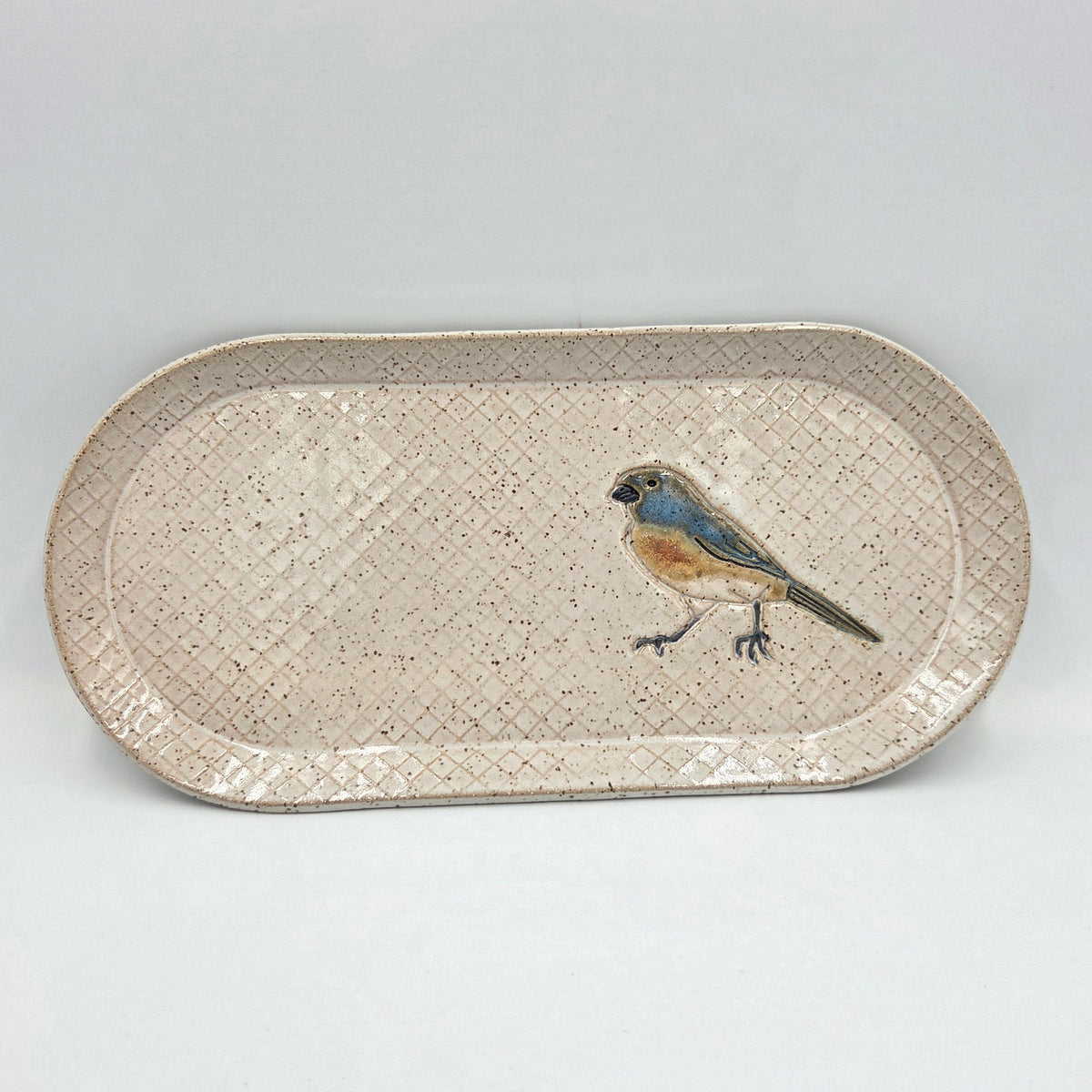 Blue Bird on White 10" Stoneware Platter