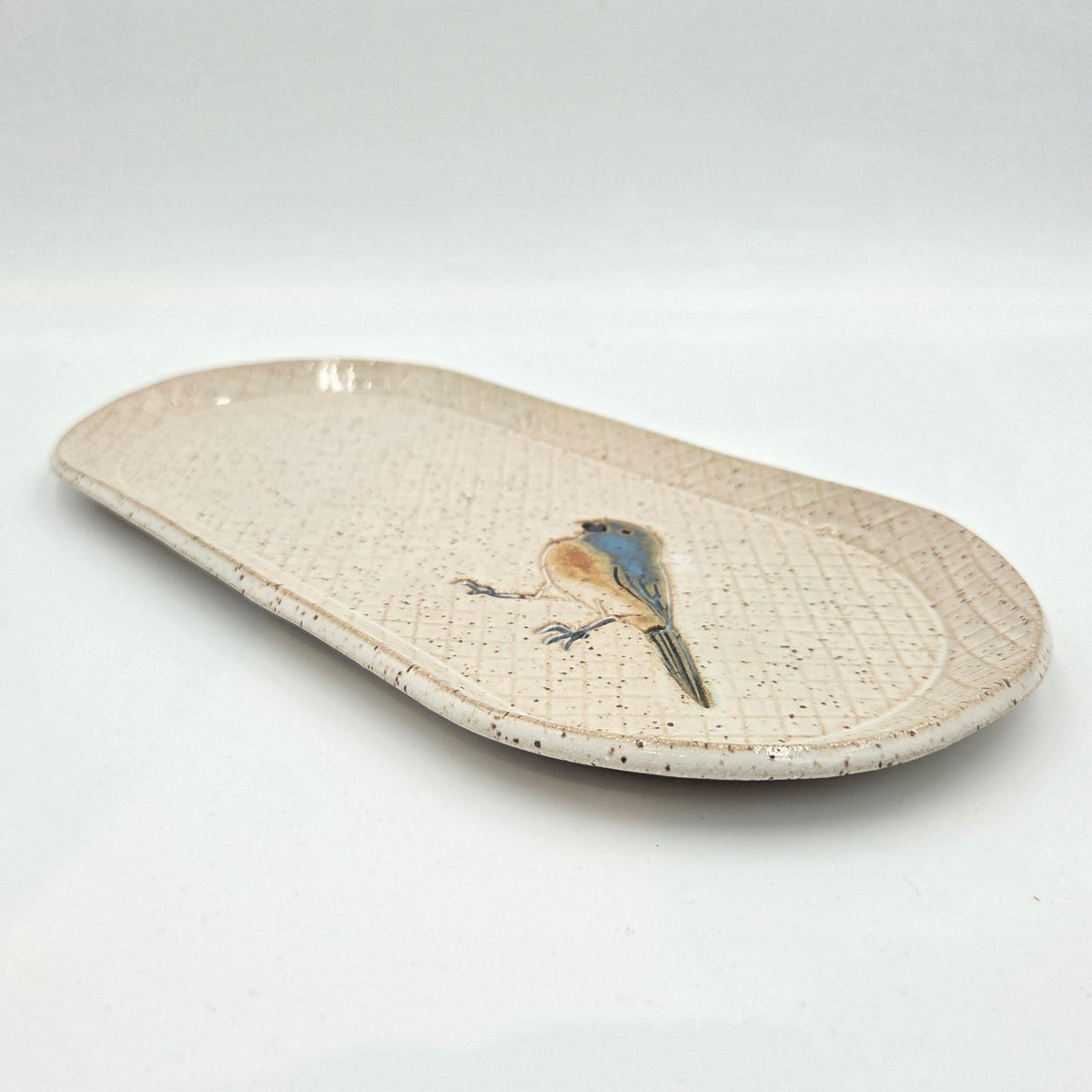 Blue Bird on White 10" Stoneware Platter