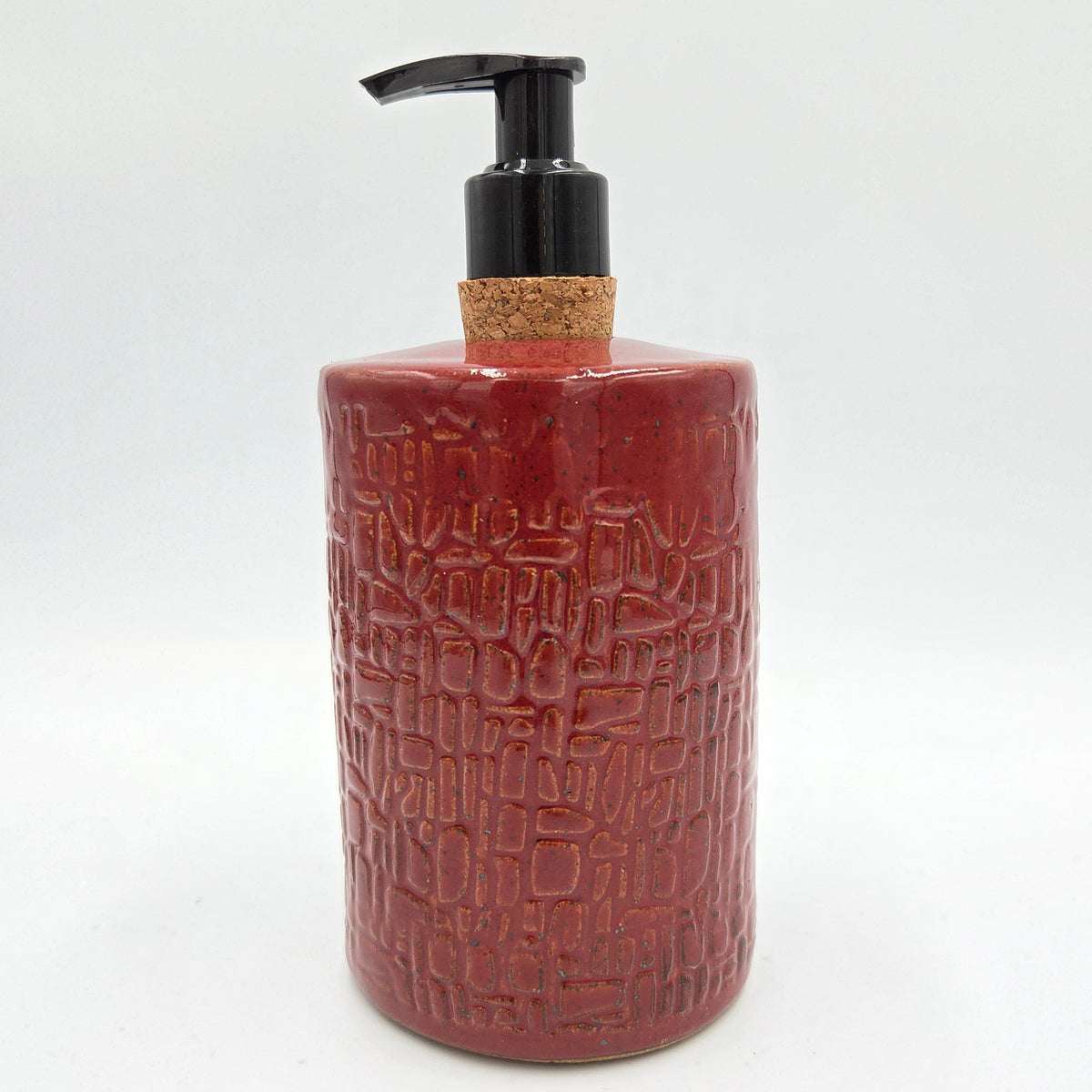 White Squirrel on Cinnamon Stoneware Soap Dispenser
