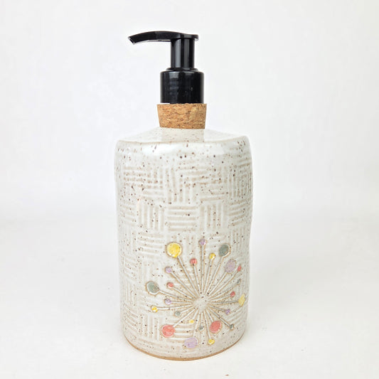 Art Deco Sunburst Retro Handmade Stoneware Soap Dispenser
