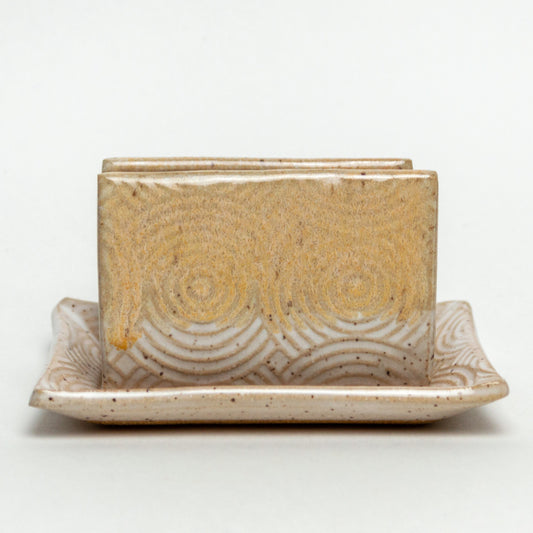 Peach & White Spiral Pattern Sponge Holder