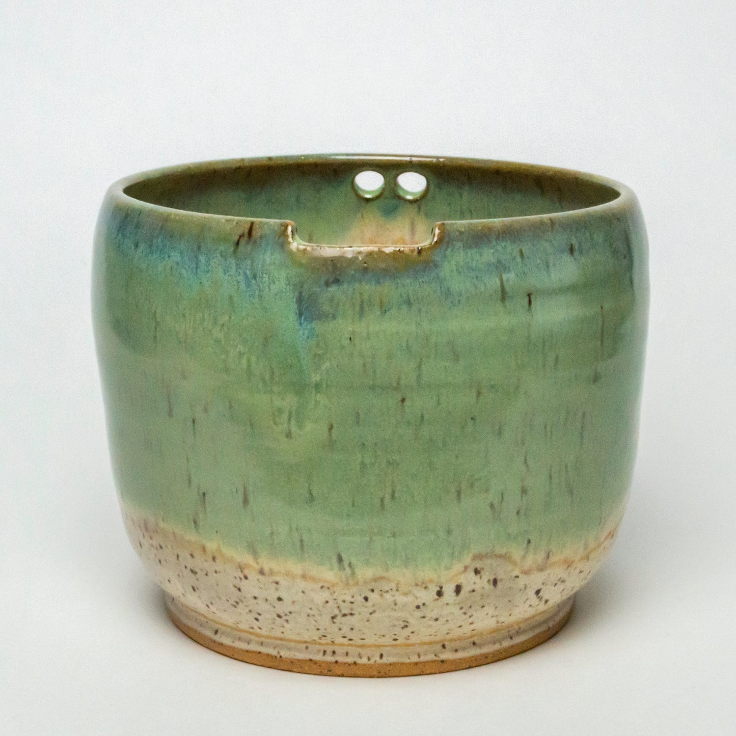 Hand Thrown Green & Beige Ramen/Rice Bowl
