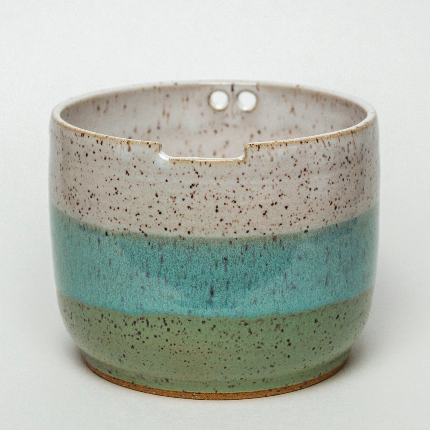 Green to White Rice/Noodle Hand-thrown Stoneware Bowl