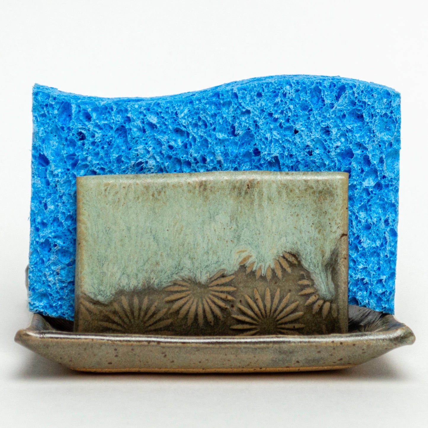Sunburst Pattern Gray & Blue Sponge Holder