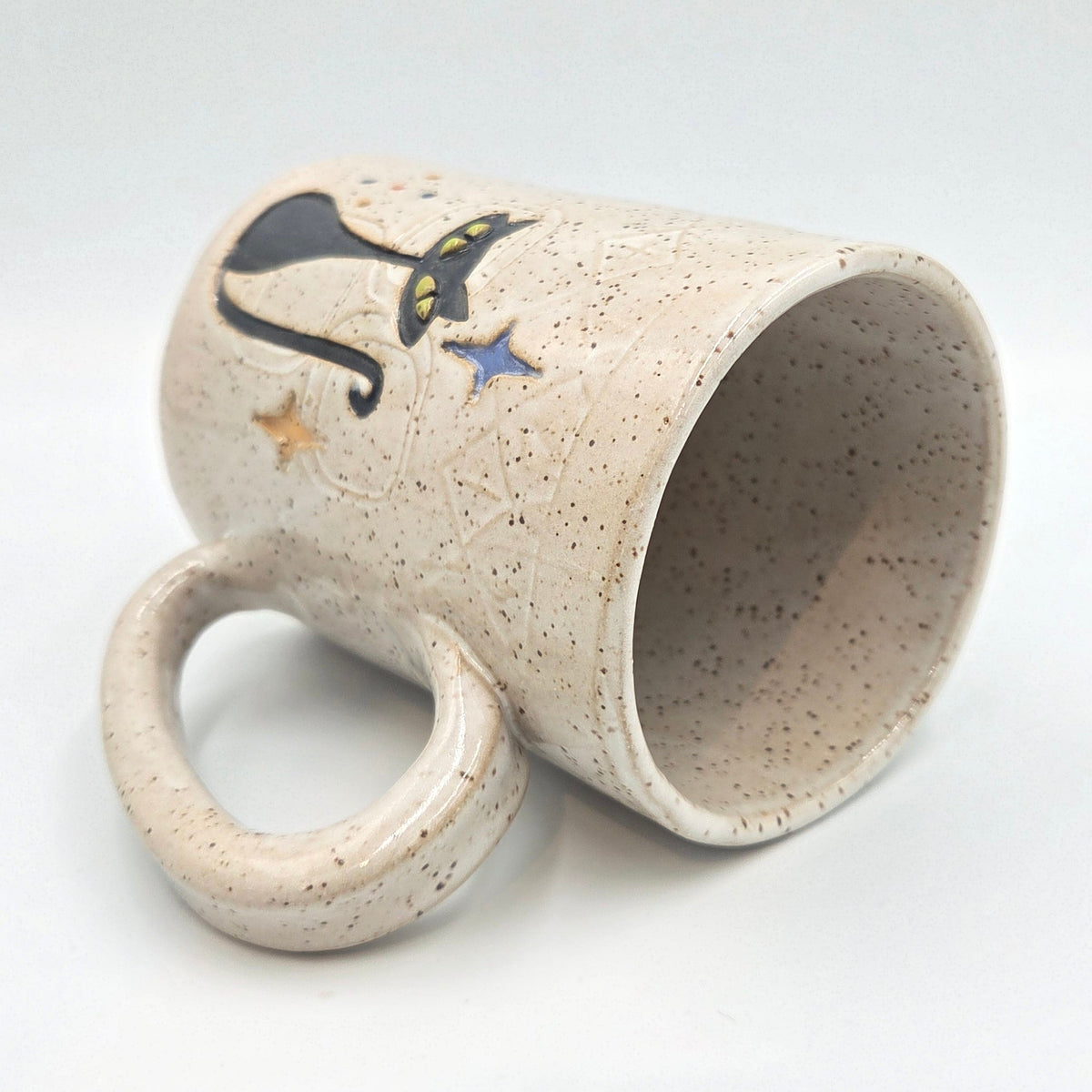 Atomic Cat MCM on White Retro Design Stoneware 14 oz Mug