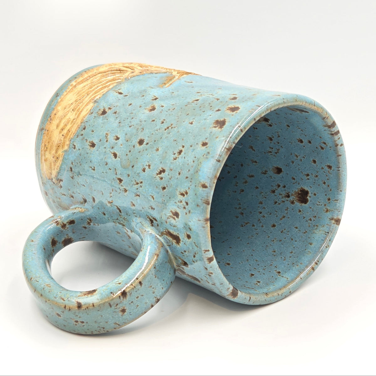 Banana Slug Mug, Blue Glazed Stoneware 14 oz