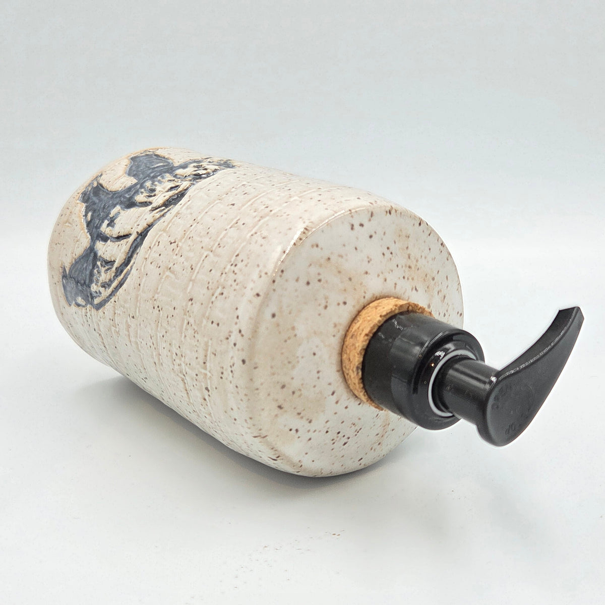Grizzly Bear on White Stoneware Soap/Lotion Dispenser