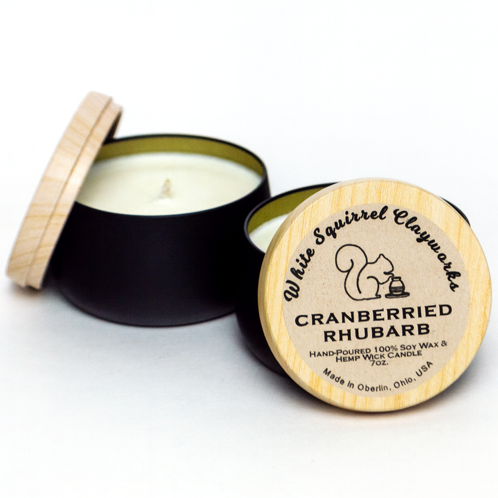 Cranberried Rhubarb - Hand-Poured Soy Candle Black Tin- 7oz