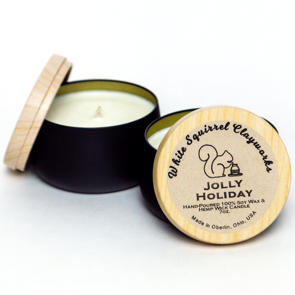 Jolly Holiday - Hand-Poured Soy Candle Black Tin- 7oz