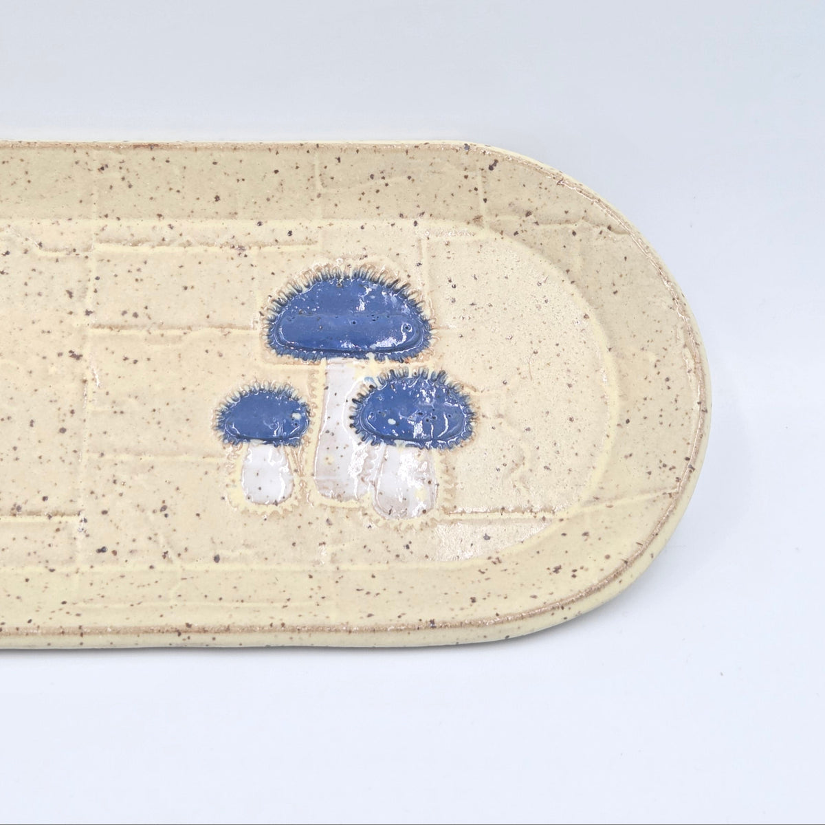 Blue Bonnet Mushroom Stoneware 12" Platter