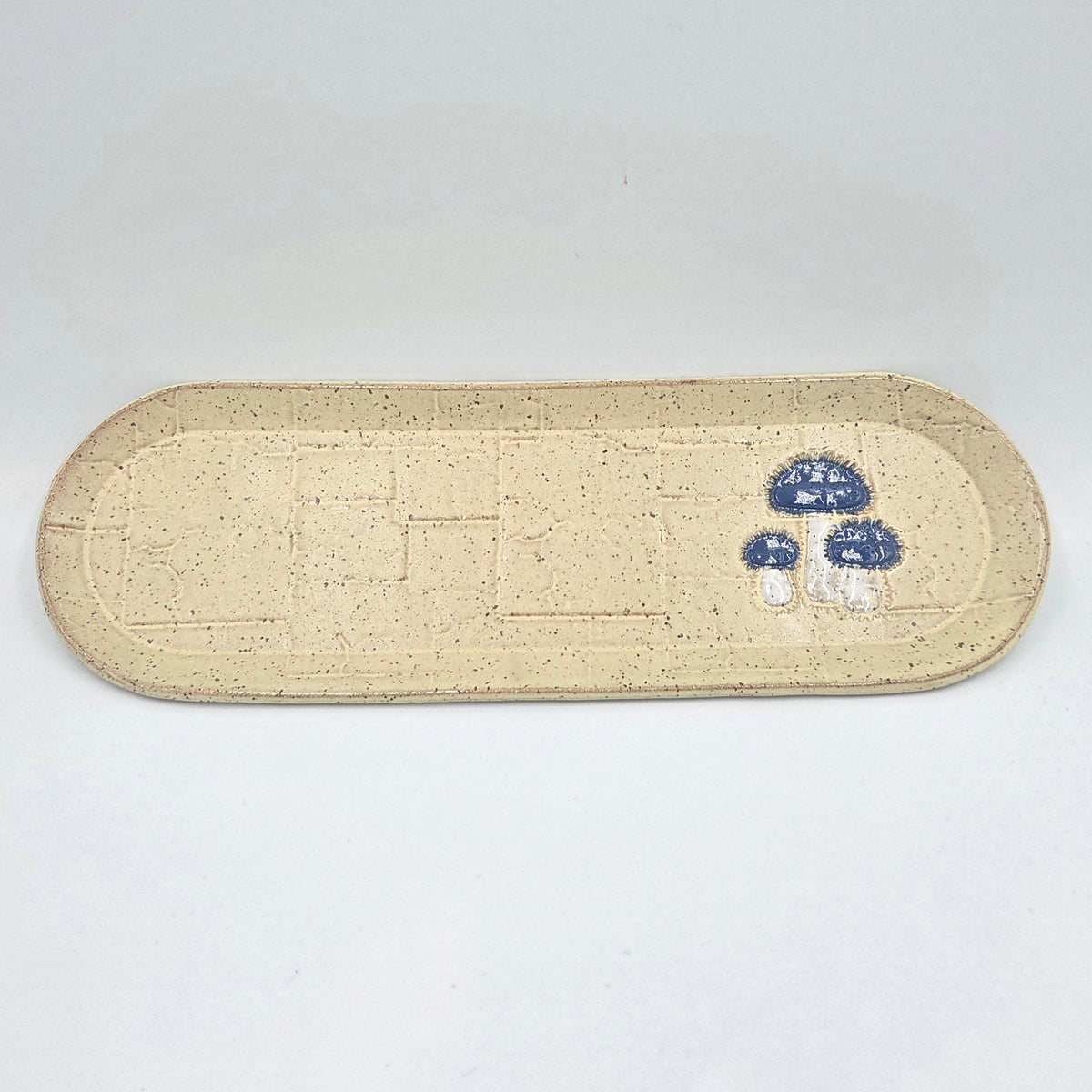 Blue Bonnet Mushroom Stoneware 12" Platter