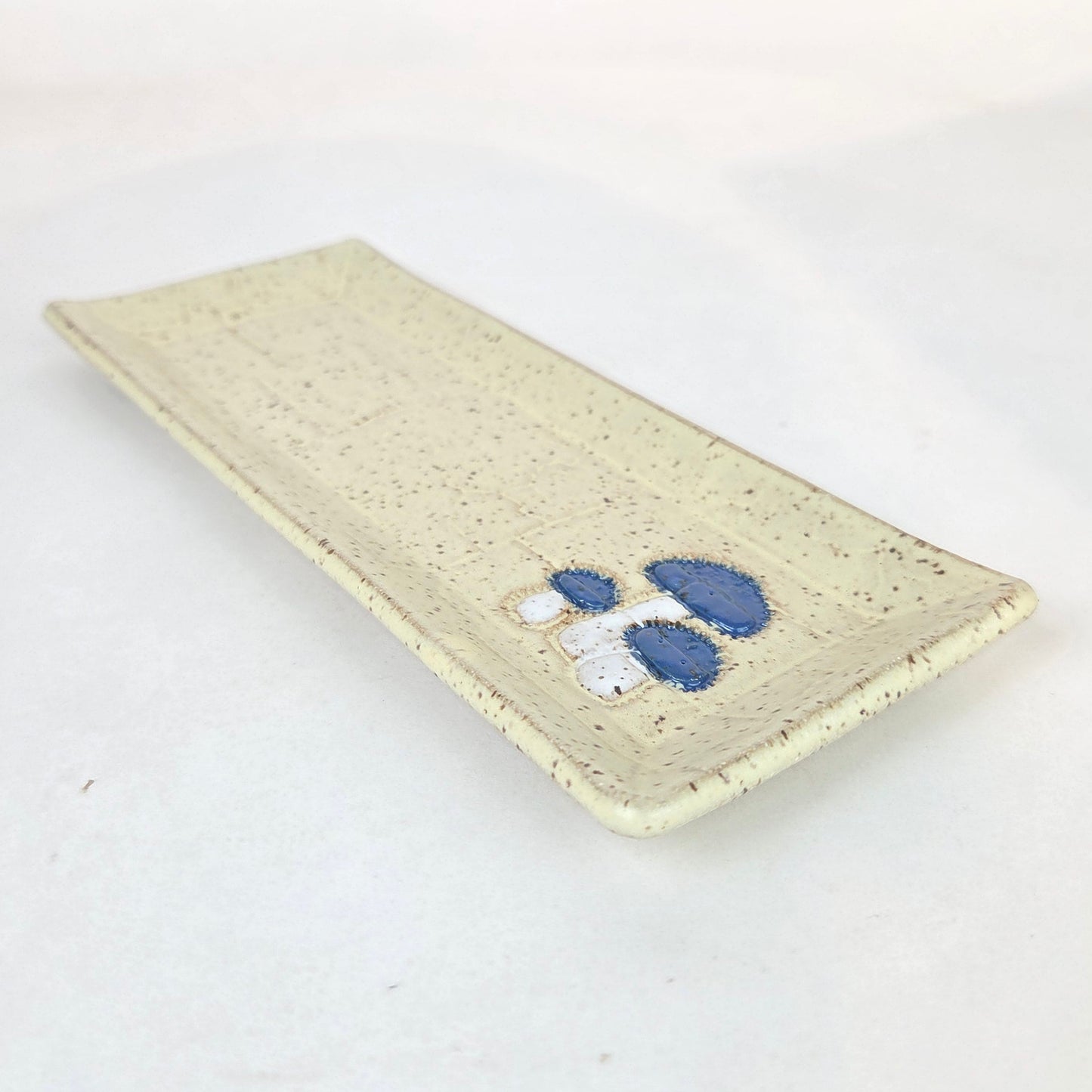 Blue Bonnet Mushroom Stoneware Butter/Olive Dish