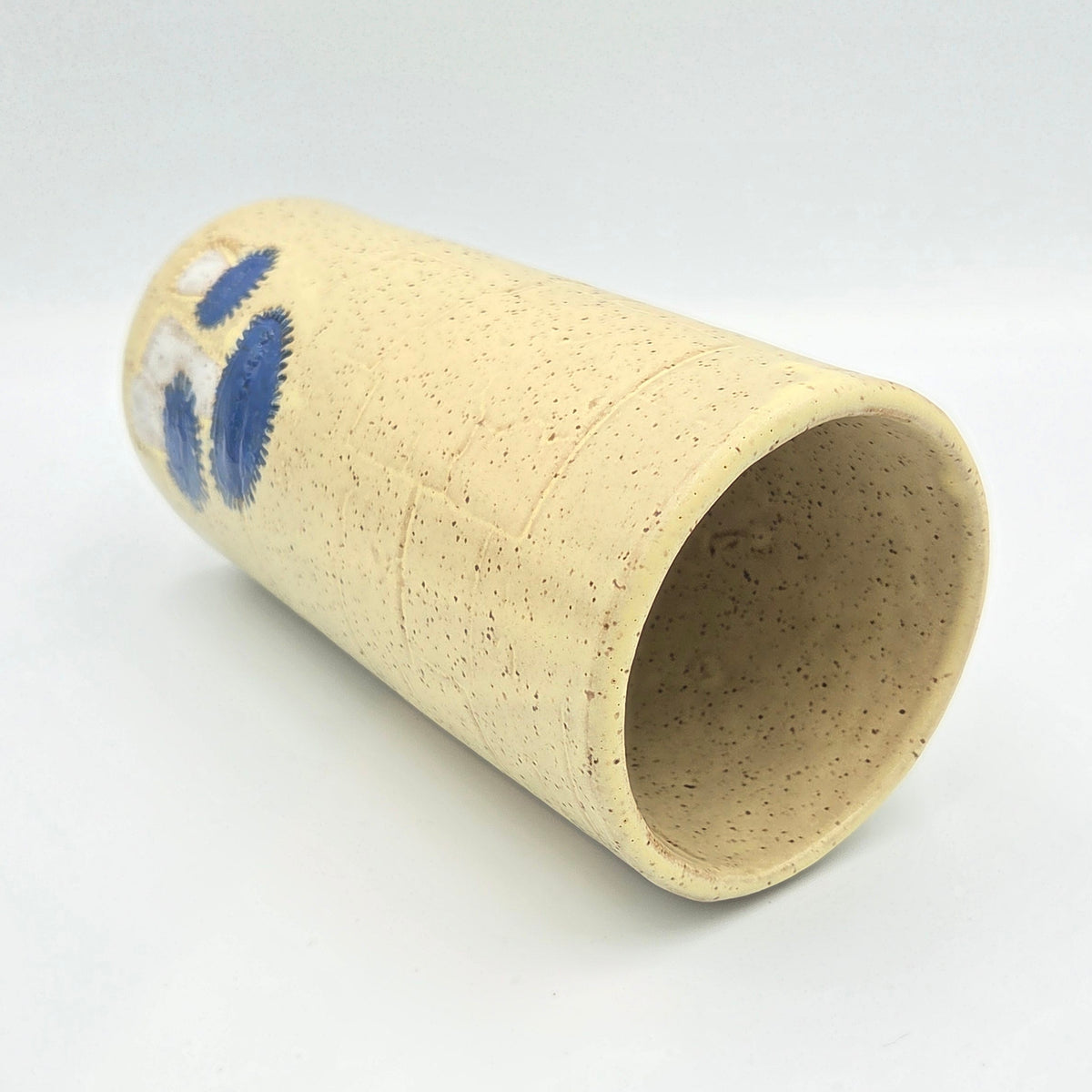 Blue Bonnet Mushroom Butter Stoneware Vase