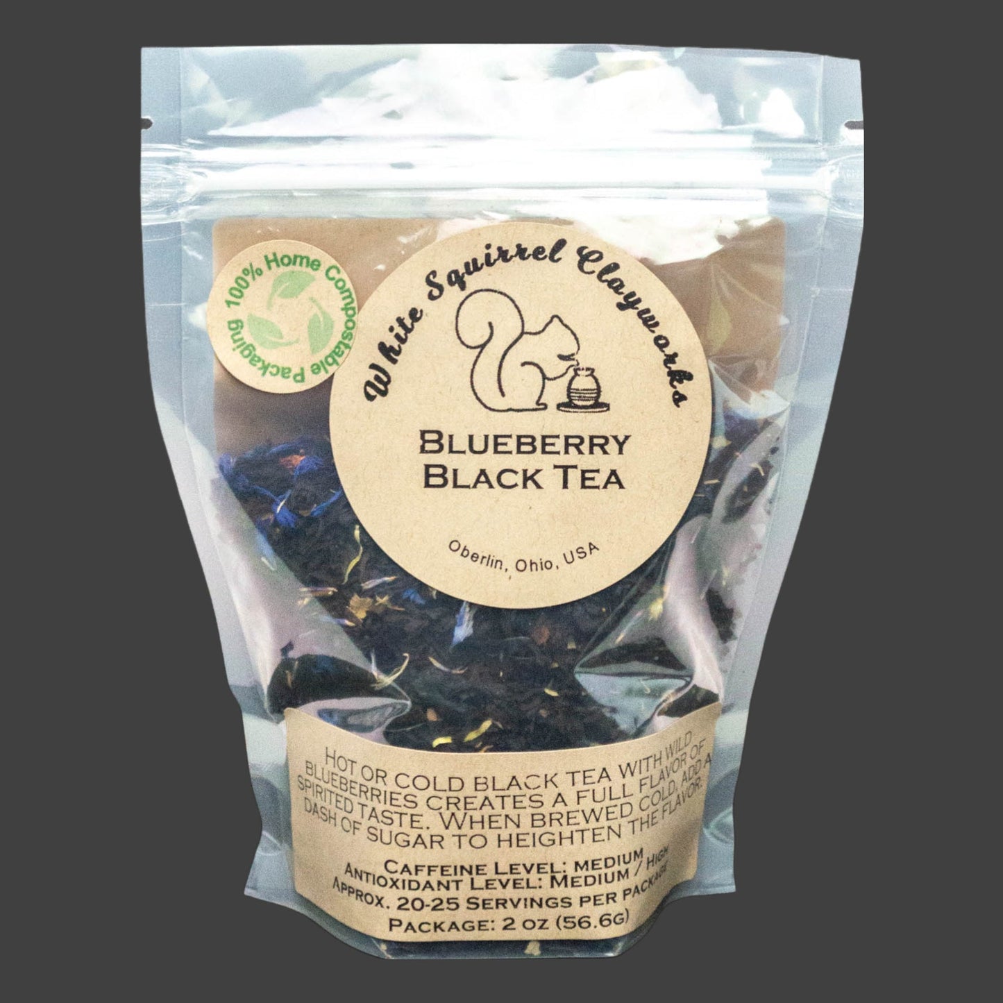 Blueberry Black Tea Hot & Iced Tea - 2oz - Home Compostable Packaging