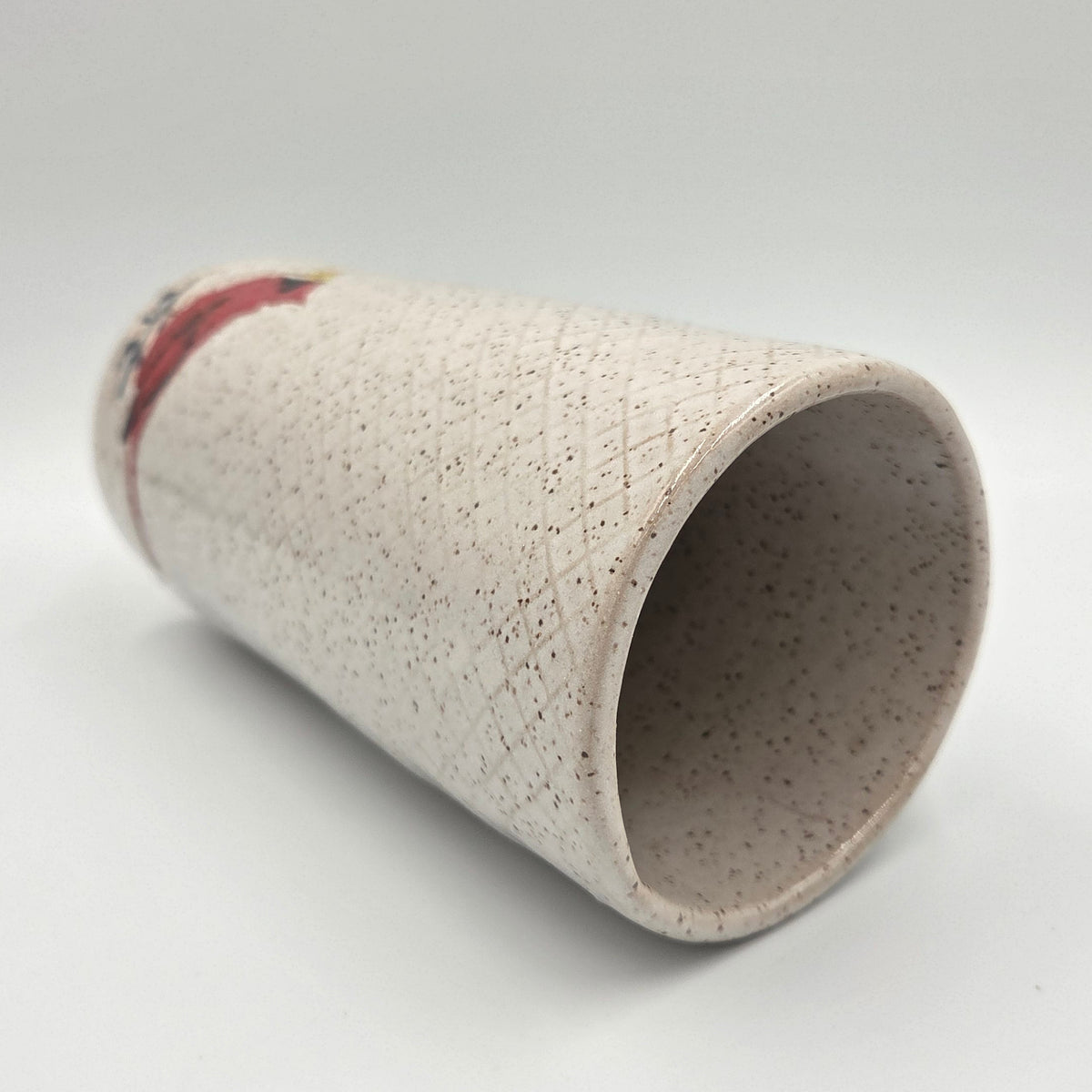 Cardinal on White Stoneware Vase