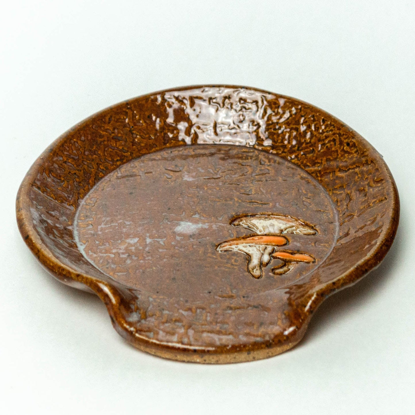 Jack-O'-Lantern Mushroom Brown Stoneware Spoon Rest
