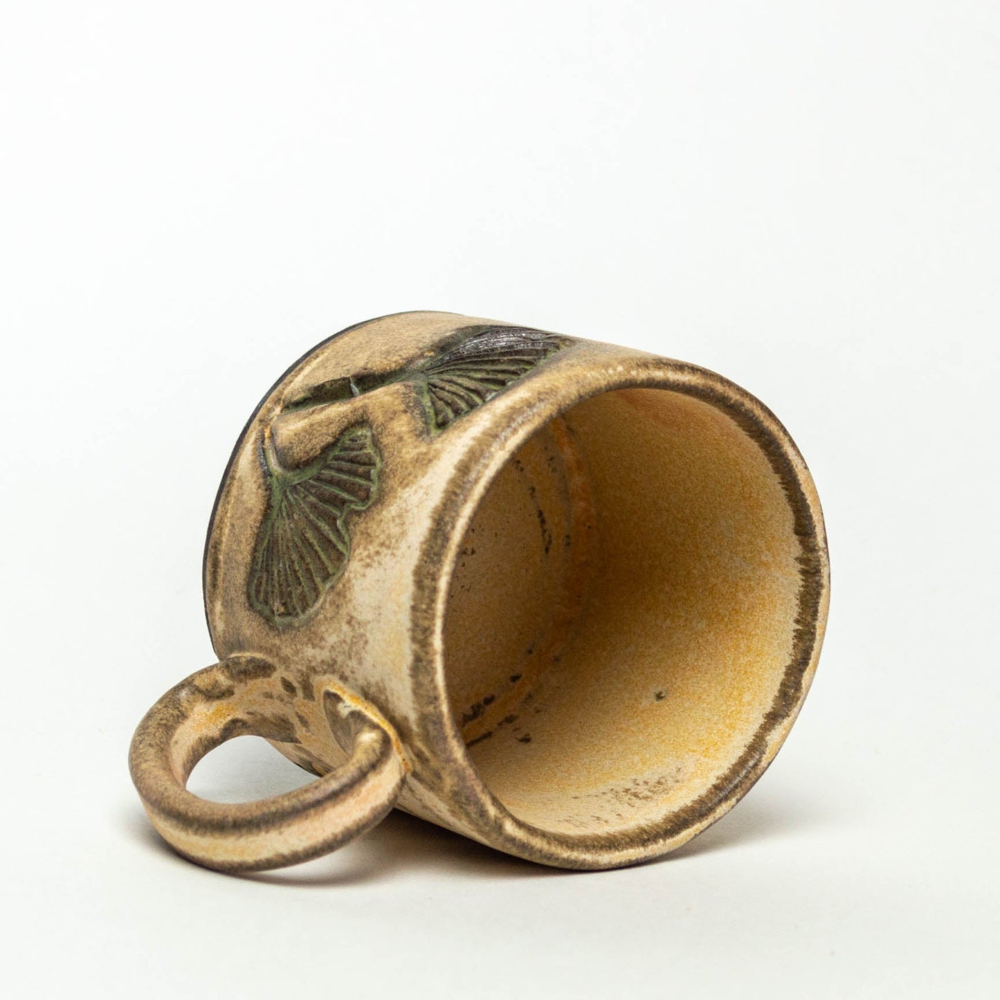 Ginkgo Leaf Beige Stoneware 8oz Mug