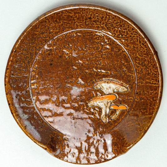 Jack-O'-Lantern Mushroom Brown Stoneware Spoon Rest