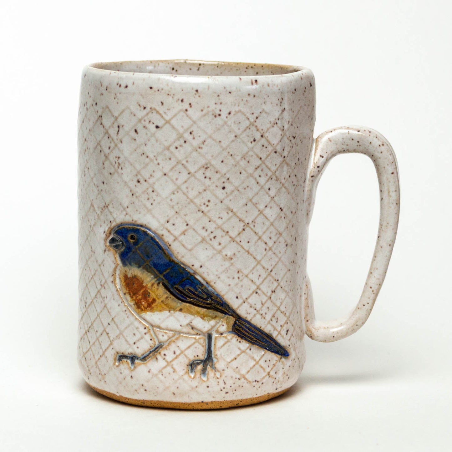 Blue Bird White 14oz Stoneware Mug