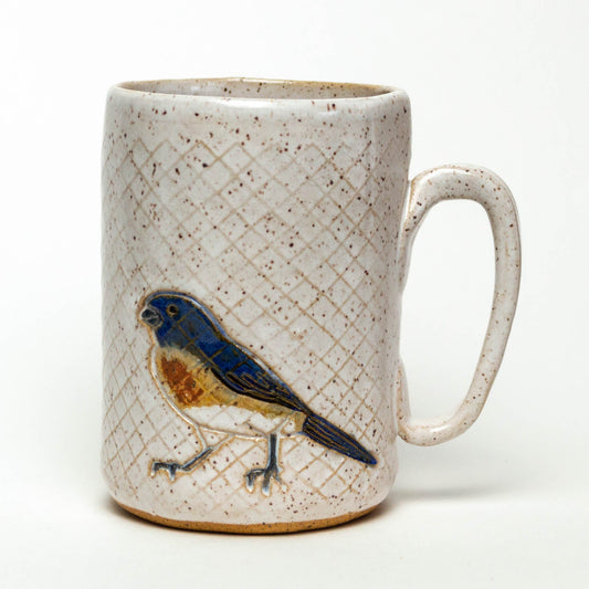 Blue Bird White 14oz Stoneware Mug